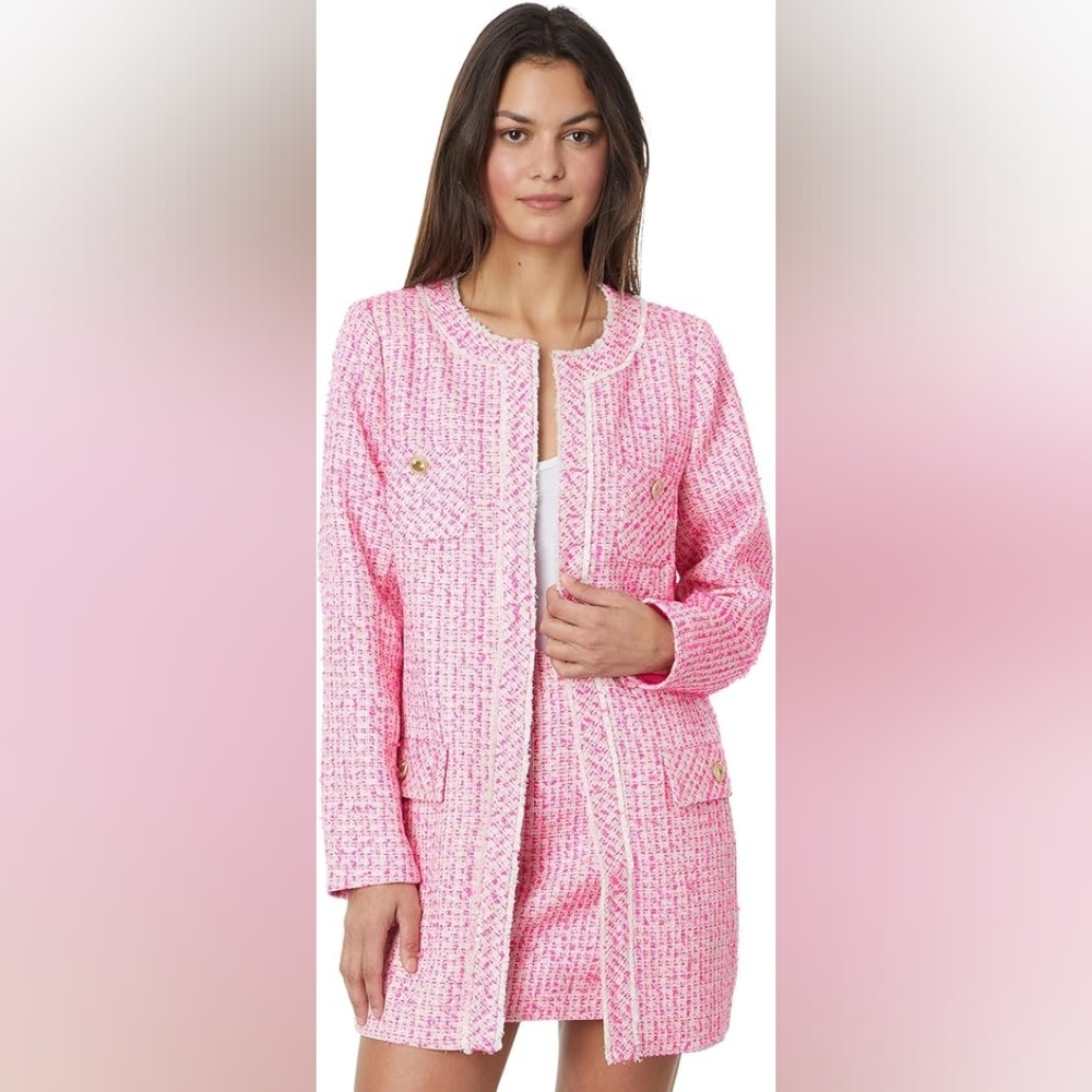Lilly Pulitzer Pink and Gold Tweed Jacket